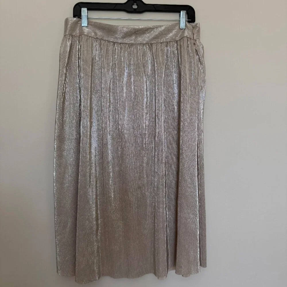 Who What Wear Metallic Pleated Midi Skirt Party Formal Gold - NWT - 12